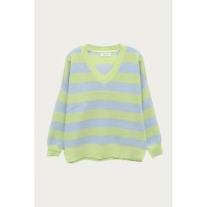 NEW RD STYLE oversized ottoman rugby striped sweater in green/lavender